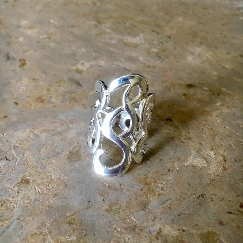 Silver Scroll Ring - costume jewelry